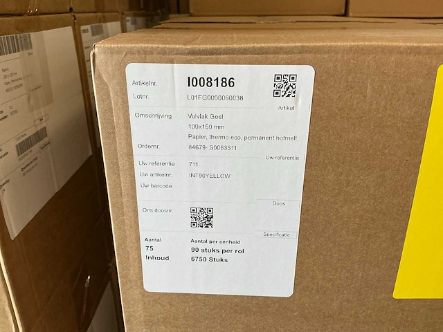 Partij etiketten volvlak geel 100x150mm (1500x) - afbeelding 4 van  4