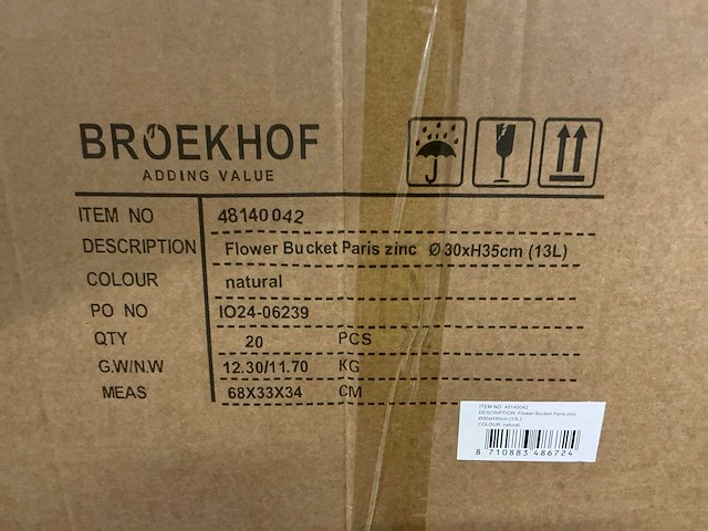 Partij flower buckets paris zinc ø30xh35cm (13l) (300x) - afbeelding 4 van  4
