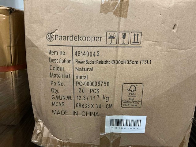 Partij flower buckets paris zinc ø30xh35cm (13l) (60x) - afbeelding 5 van  5