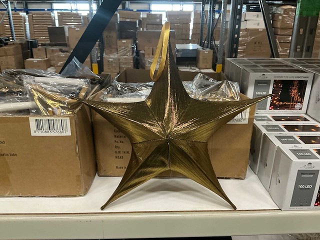 Partij foldable metal fabric star 40cm gold (150x) - afbeelding 1 van  3