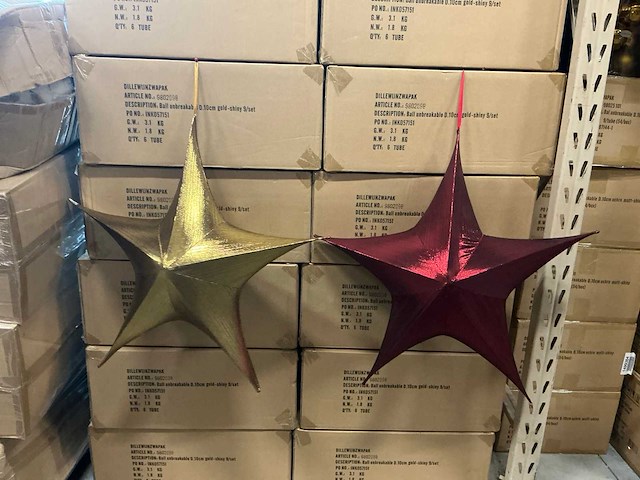 Partij foldable metal fabric stars 80cm gold&red (240x) - afbeelding 1 van  9