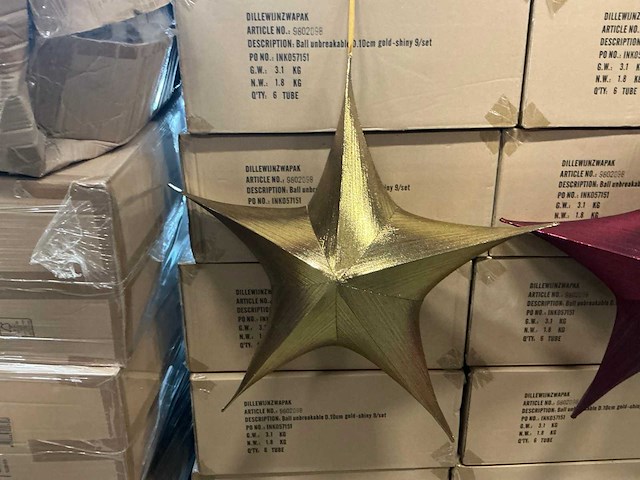 Partij foldable metal fabric stars 80cm gold&red (240x) - afbeelding 2 van  9