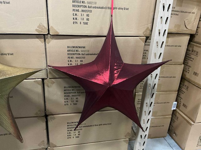 Partij foldable metal fabric stars 80cm gold&red (240x) - afbeelding 3 van  9