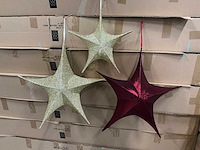Partij foldable metal&glitter fabric star 65&40cm red&gold (112x) - afbeelding 1 van  4