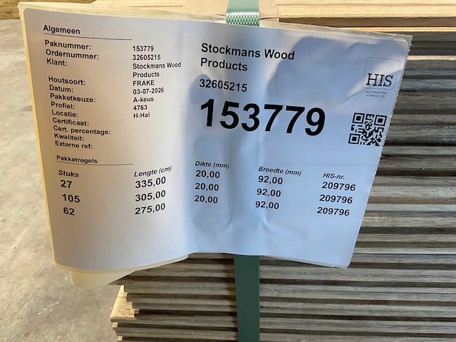Partij fraké planken mes- en groef verbinding 275-335x9,2x2 cm - afbeelding 3 van  3