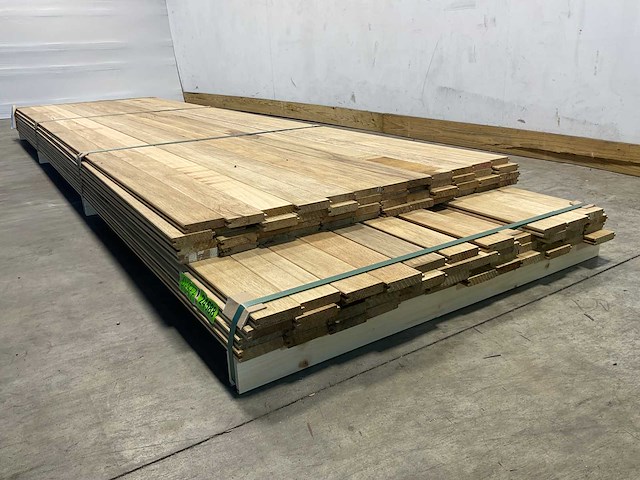 Partij fraké planken mes- en groef verbinding 365-395x9,2x2 cm - afbeelding 1 van  1