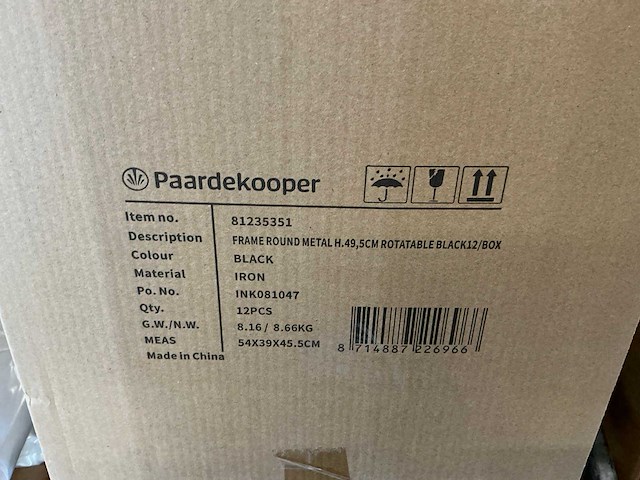 Partij frame round metal h49,5cm rotatable black iron (84x) - afbeelding 3 van  3