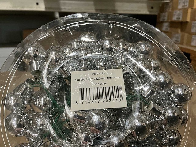 Partij glassball wire 3x20mm 48tf silver shiny (240 verpakkingen) - afbeelding 2 van  3