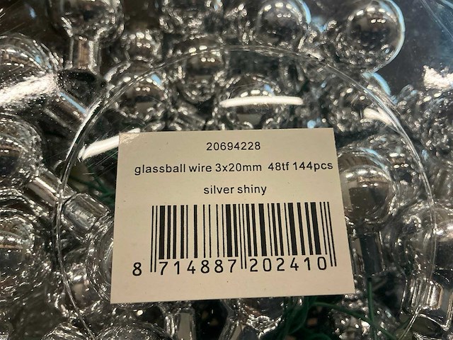 Partij glassball wire 3x20mm 48tf silver shiny (240 verpakkingen) - afbeelding 2 van  4