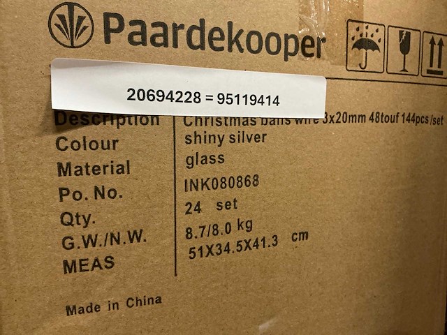 Partij glassball wire 3x20mm 48tf silver shiny (240 verpakkingen) - afbeelding 4 van  4