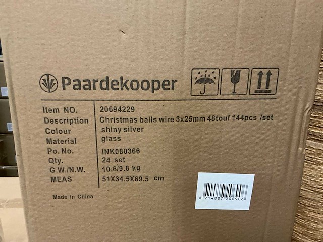 Partij glassball wire 3x25mm 48tf silver shiny (121 verpakkingen) - afbeelding 4 van  4