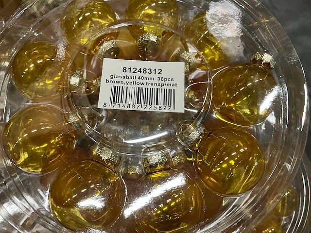 Partij glazen kerstballen 40mm 36/tube (55 tubes) - afbeelding 2 van  4