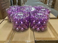 Partij glazen kerstballen 40mm 36/tube lilac combi (160 tubes) - afbeelding 1 van  4
