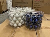 Partij glazen kerstballen 40mm blue&white 36/tube (69x) - afbeelding 1 van  4