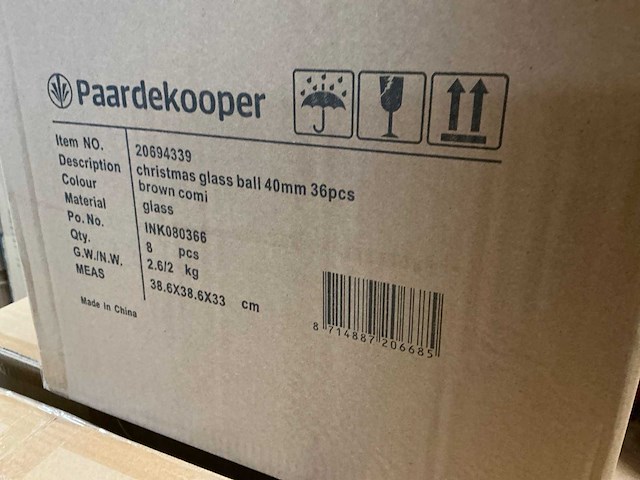 Partij glazen kerstballen 40mm brown combi 36/tube (168 tubes) - afbeelding 3 van  3