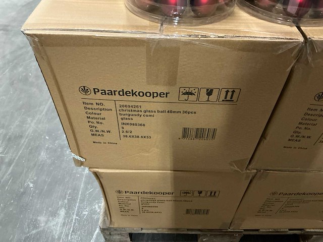 Partij glazen kerstballen 40mm burgundy combi 36/tube (134 tubes) - afbeelding 3 van  3
