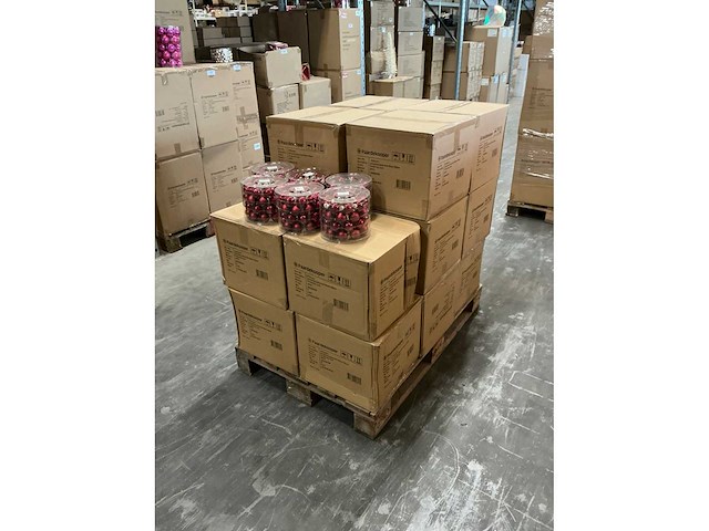 Partij glazen kerstballen 40mm burgundy combi 36/tube (134 tubes) - afbeelding 1 van  2