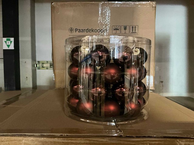 Partij glazen kerstballen 40mm darkbrown combi 36/tube (88 tubes) - afbeelding 1 van  3