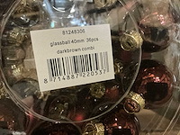 Partij glazen kerstballen 40mm darkbrown combi 36/tube (88 tubes) - afbeelding 1 van  3