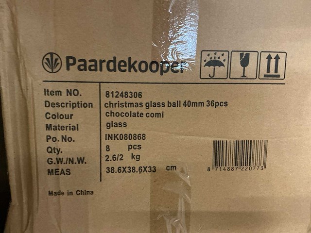 Partij glazen kerstballen 40mm darkbrown combi 36/tube (88 tubes) - afbeelding 3 van  3