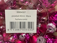 Partij glazen kerstballen 40mm fuchsia combi 36/tube (240 tubes) - afbeelding 2 van  4