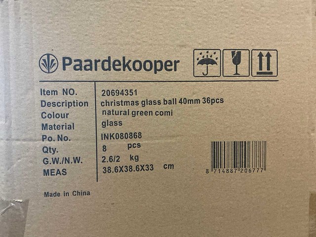 Partij glazen kerstballen 40mm green combi 36/tube (256 tubes) - afbeelding 4 van  4