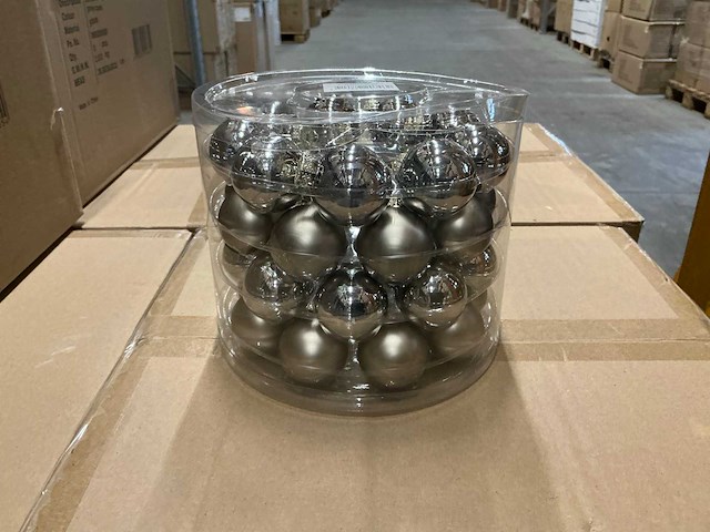 Partij glazen kerstballen 40mm grey combi 36/tube (112 tubes) - afbeelding 1 van  4