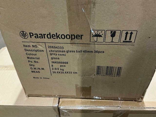 Partij glazen kerstballen 40mm grey combi 36/tube (112 tubes) - afbeelding 4 van  4
