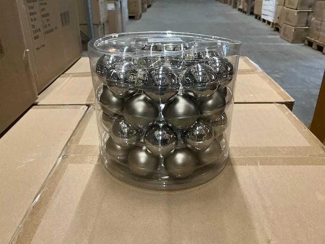 Partij glazen kerstballen 40mm grey combi 36/tube (112 tubes) - afbeelding 1 van  4