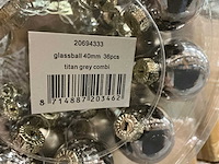 Partij glazen kerstballen 40mm grey combi 36/tube (88 tubes) - afbeelding 2 van  4