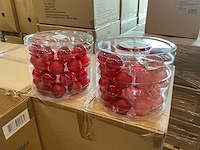 Partij glazen kerstballen 40mm red/pink/orange 36/tube (134 tubes) - afbeelding 1 van  2