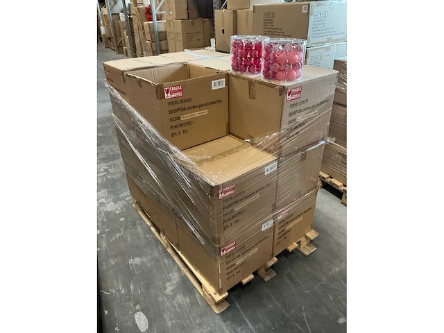 Partij glazen kerstballen 40mm red/pink/orange 36/tube (134 tubes) - afbeelding 2 van  2