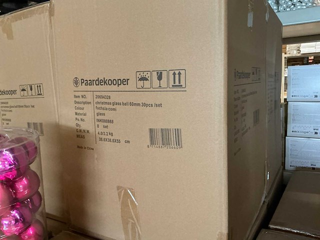 Partij glazen kerstballen 60mm 30/tube (128 tubes) - afbeelding 3 van  3