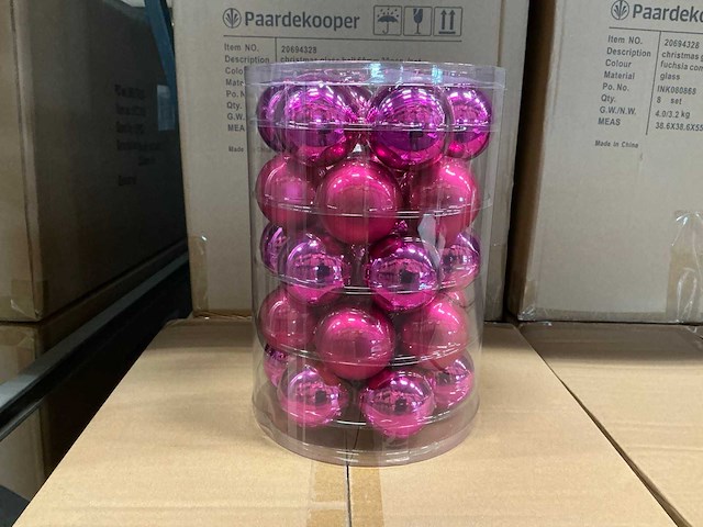 Partij glazen kerstballen 60mm 30/tube (128 tubes) - afbeelding 1 van  4