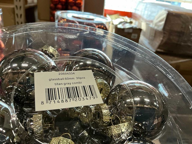 Partij glazen kerstballen 60mm 30/tube (96 tubes) - afbeelding 7 van  16