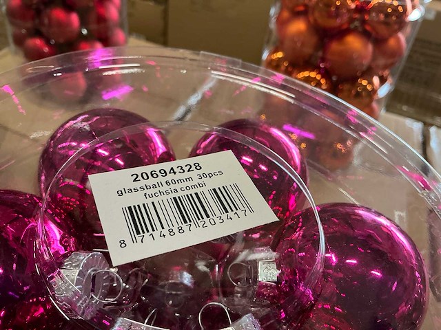 Partij glazen kerstballen 60mm 30/tube (96 tubes) - afbeelding 8 van  16