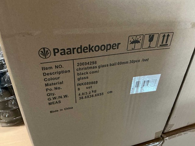Partij glazen kerstballen 60mm 30/tube black combi (80 tubes) - afbeelding 4 van  4