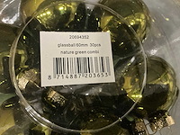 Partij glazen kerstballen 60mm 30/tube nature green combi (40 tubes) - afbeelding 2 van  4