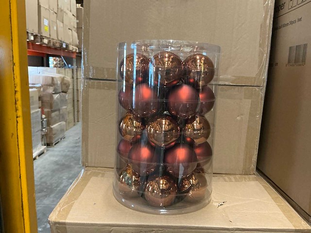 Partij glazen kerstballen 60mm brown combi 30/tube (144 tubes) - afbeelding 1 van  4