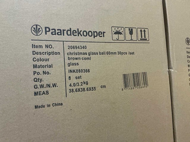 Partij glazen kerstballen 60mm brown combi 30/tube (144 tubes) - afbeelding 2 van  2