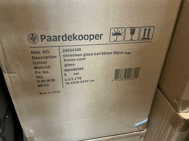 Partij glazen kerstballen 60mm brown combi 30/tube (40 tubes) - afbeelding 4 van  4