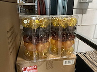 Partij glazen kerstballen 60mm brown,yellow transp/mat 30/tube (30 tubes) - afbeelding 1 van  4