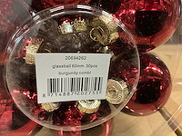 Partij glazen kerstballen 60mm burgundy combi 30/tube (96 tubes) - afbeelding 2 van  4