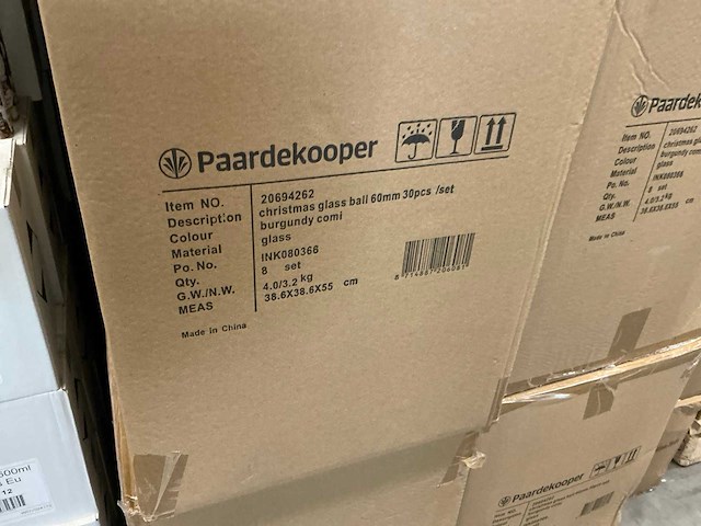 Partij glazen kerstballen 60mm burgundy combi 30/tube (96 tubes) - afbeelding 4 van  4