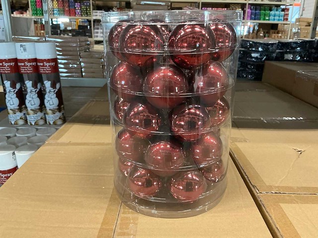 Partij glazen kerstballen 60mm burgundy combi 30/tube (96 tubes) - afbeelding 1 van  1