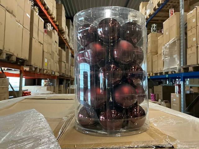 Partij glazen kerstballen 60mm dark brown combi 30/tube (144 tubes) - afbeelding 1 van  4