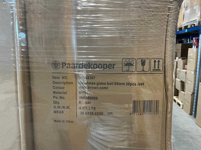 Partij glazen kerstballen 60mm dark brown combi 30/tube (144 tubes) - afbeelding 4 van  4