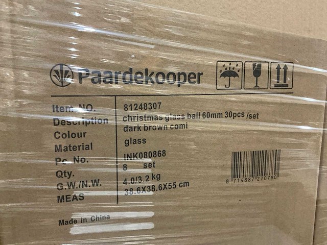 Partij glazen kerstballen 60mm dark brown combi 30/tube (144 tubes) - afbeelding 3 van  3