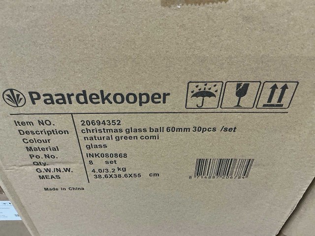 Partij glazen kerstballen 60mm green combi 30/tube (120 tubes) - afbeelding 4 van  4