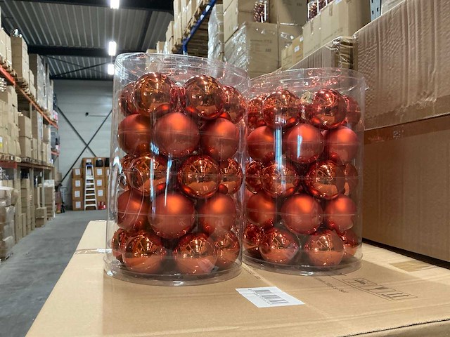 Partij glazen kerstballen 60mm orange combi 30/tube (148 tubes) - afbeelding 1 van  4